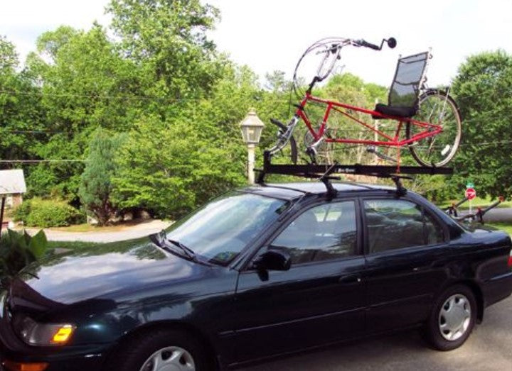 Atoc Bike Topper Auto Rack Tray on a black car with bike on top