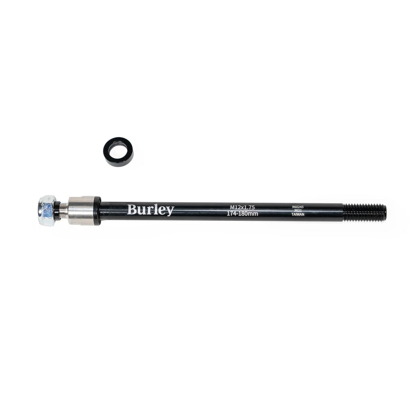 Image of the Burley Thru Axle Adapter 12 x 1.75 (174-180mm) with flat spacer against a white background.