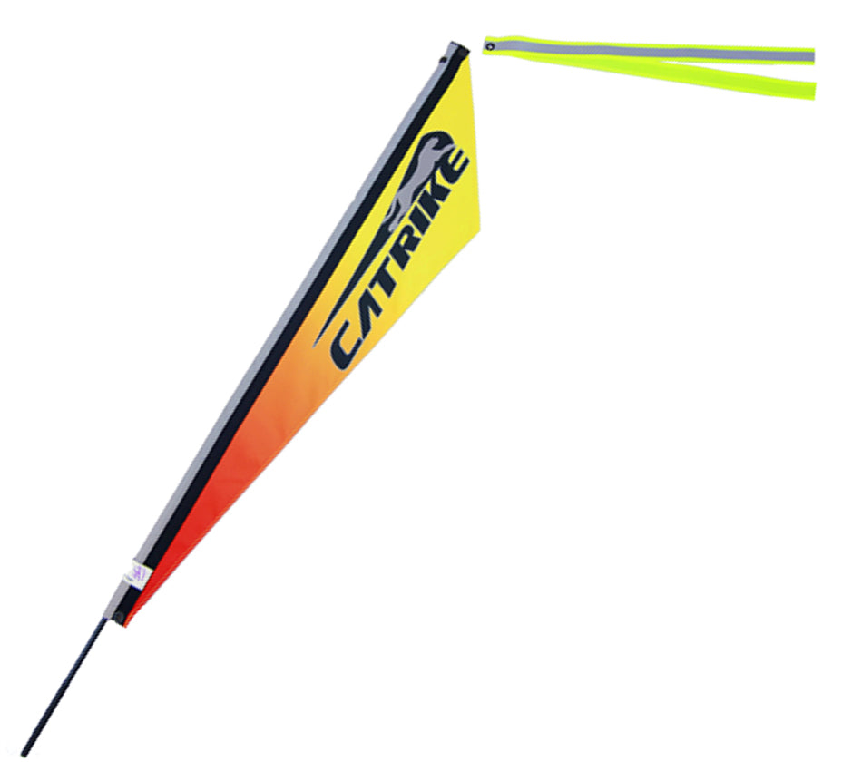T-Cycle Catrike Logo Flag in Orange/Yellow Fade with Neon Yellow Reflective Tassel