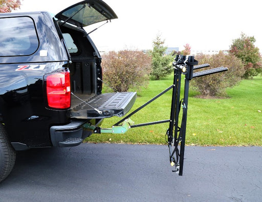 Draftmaster Auto Rack HR-2T Trike - 2" Hitch Side View Image with Open Trunk