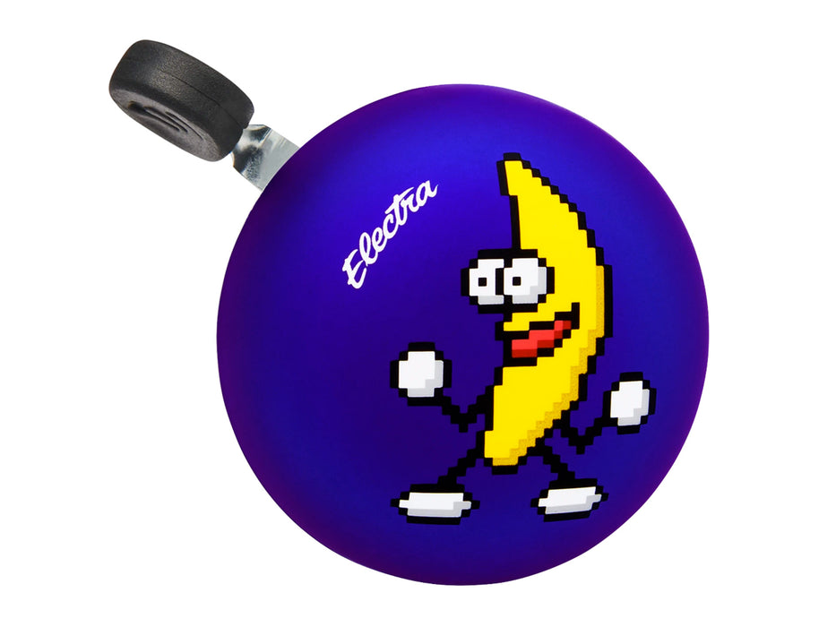 Electra Small Ding-Dong Bike Bell showing a dancing banana character on a dark blue background