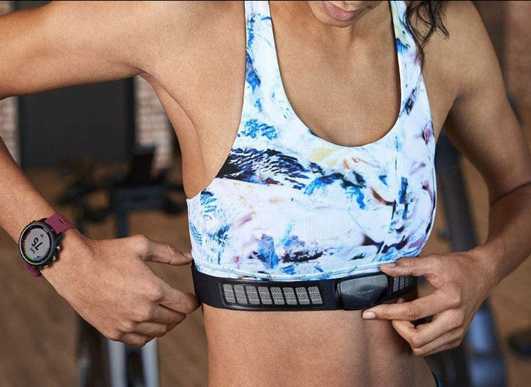 Garmin Heart Rate Monitor-Dual Black On a Ladies Abdomen Image