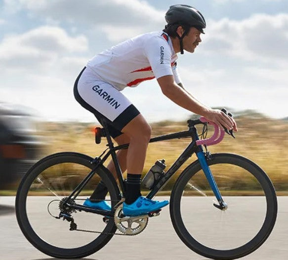 Garmin Varia RCT715 Rearview Radar with Camera and Tail Light On Bike with Rider