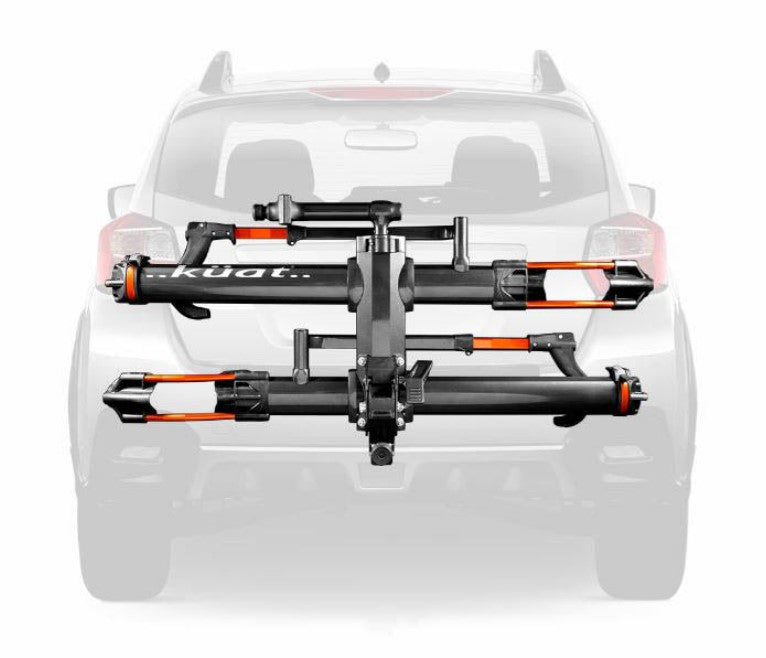 Kuat NV 2.0 Gray-Orange Anodized 2 Bike Rack Fits 1.25" Receiver On Car Studio Image