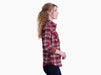 Kuhl Womens Tess Flannel Shirt long sleeve flannel corduroy red Zinfandel studio image side