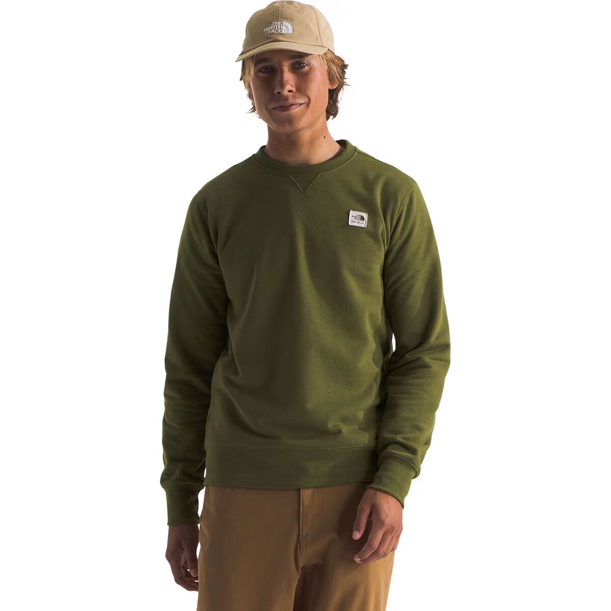 The North Face Mens Heritage Patch Crew Forest Olive/Heritage