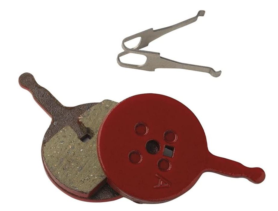 Avid BB5 Disc Brake Pad Organic Pair where you can see the back of the pad which is red.