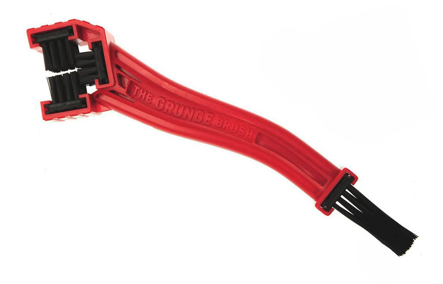 Finish Line Grunge Brush with red handle and black bristles on each end of the handle.