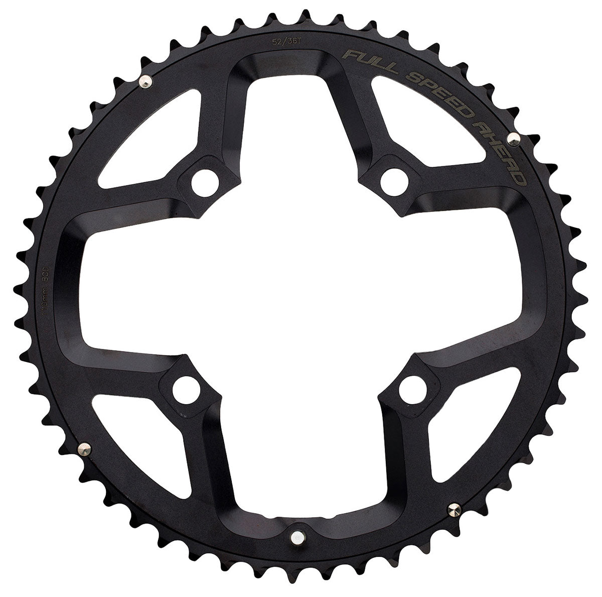 Full Speed Ahead Super ABS Road 110 BCD 4-Bolt Aluminum N10/N11 Black Chainring 53t
