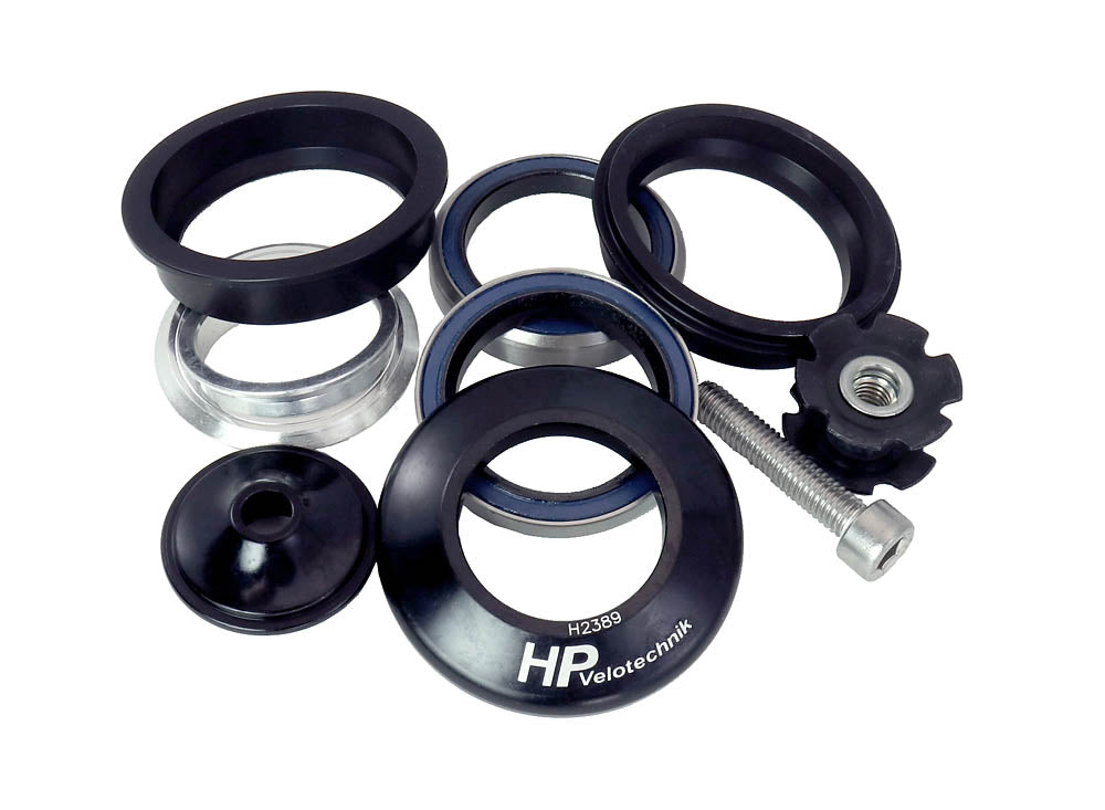 HP Velotechnik Headset 1" A-Head showing all the parts of the headset overlapping eachother.