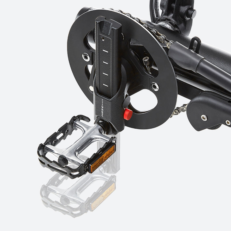 Hase Adjustable Length Crank Arms Square Taper studio image as shown on a trike