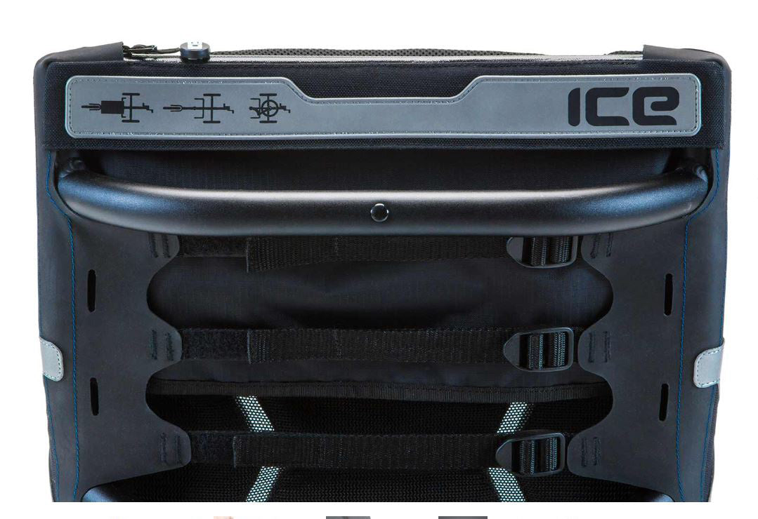 ICE ErgoLuxe Adventure-Full Fat Complete Seat Standard showing the back of the seat with the ice logo on a white background