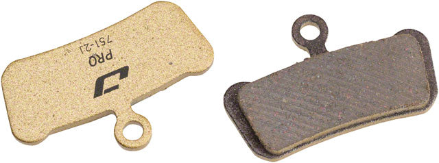 Jagwire Pro Semi-Metallic Disc Brake Pads SRAM Guide showing the front and back of the brake pad, which is bronze.