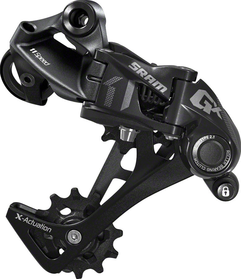 SRAM GX Rear Derailleur - 11 Speed Long Cage Red 1x With Clutch side view showing the full derailleur