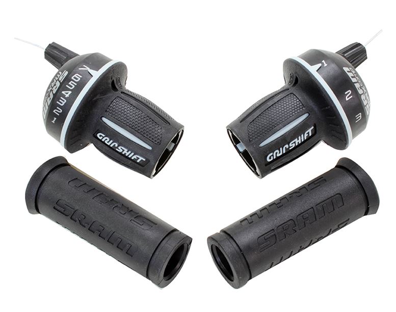 SRAM MRX Comp 3 x 7 Speed Micro Twist Shifter Set on a white background