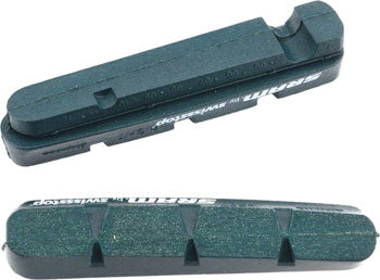 SRAM Road Brake Pad Inserts showing the top and side of the brake pads, which are a dark forest green.