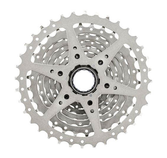 Shimano Alivio CS-HG400 9 Speed 11-36t Silver Nickel Plated Cassette bottom up view