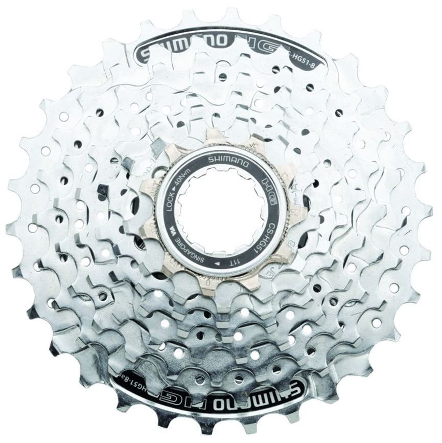Shimano Alivio HG51 8 Speed 11-30t Cassette top down view