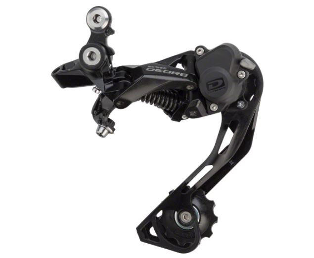 Shimano Deore RD-M6000-SGS 10 Speed Long Cage Black Rear Derailleur showing the full derailleur