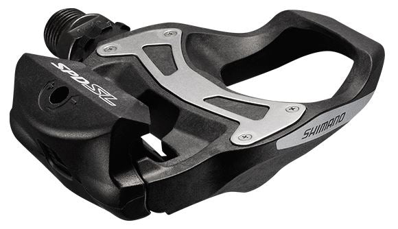 Shimano PD-R550 Pedals showing the top and side of the pedal on a white background