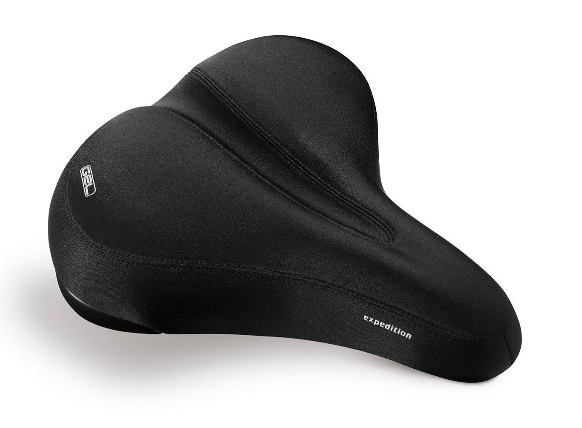 Specialized Expedition Gel Black Saddle 215mm on a white background