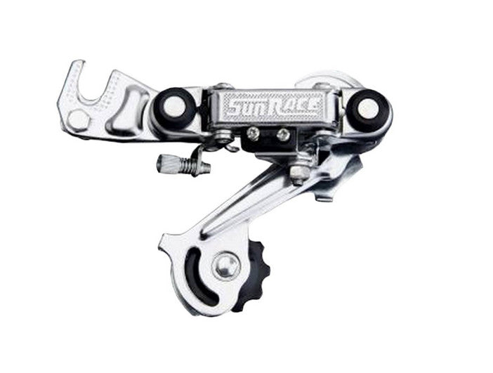 SunRace RD-M10 Rear Derailleur w/ Bracket side view showing the full derailleur