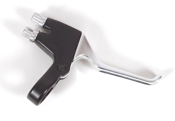 Sunlite Two-Into-One Brake Lever showing the black and silver brake lever, where you can see the dual exits for the brake cable.