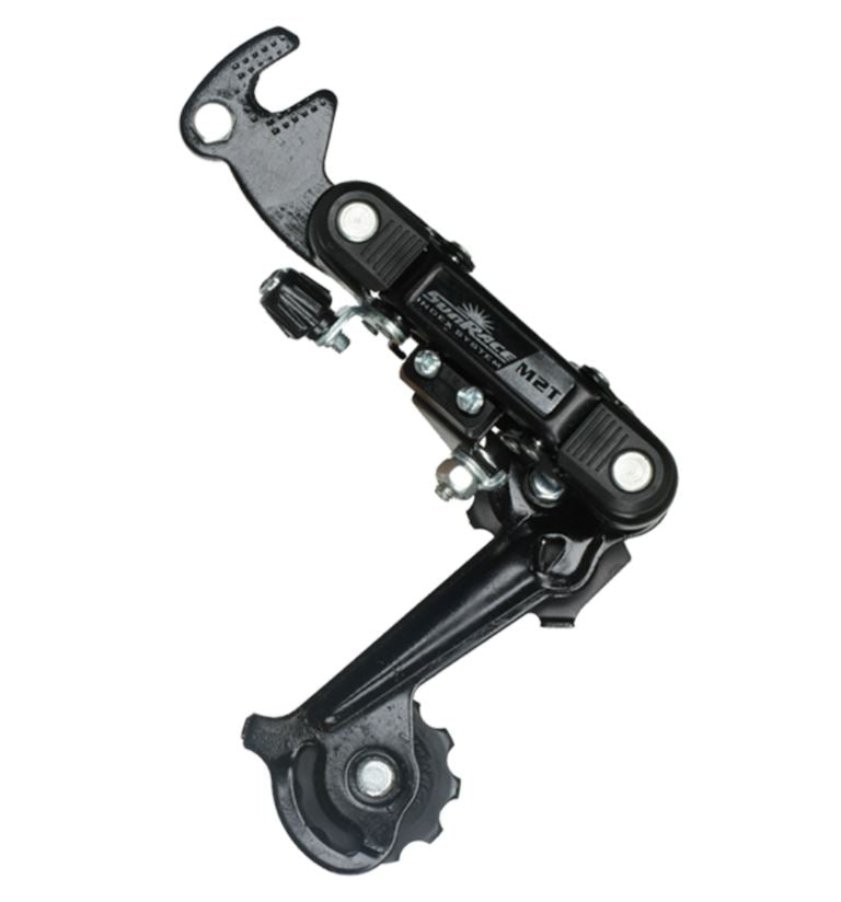 Sunrace M2T SGS 6-7 Speed Shimano Compatible Rear Derailleur side view showing the full derailleur