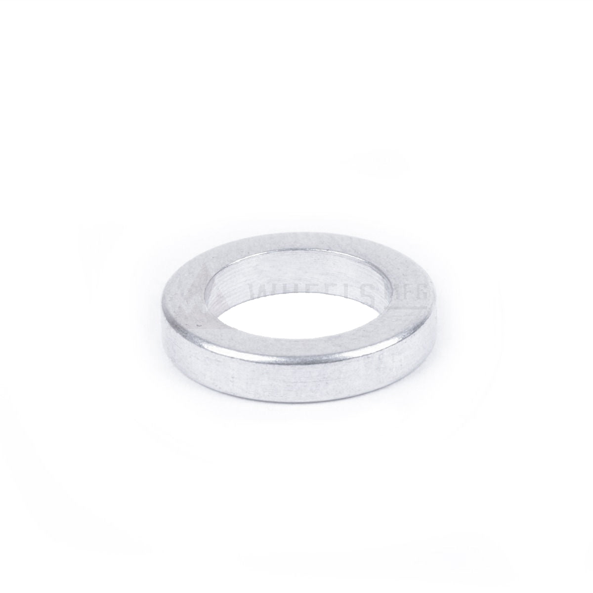 View of a single silver 2mm Wheels Manufacturing Chainring spacer
