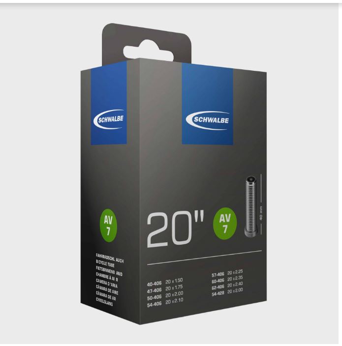 Schwalbe AV7 Schrader Valve Tube 20 x 1.5-2.4 inch (406mm)