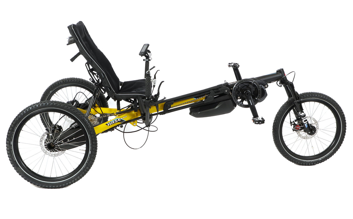 Hase Kettwiesel Cross Steps 6100  w/630 Wh Battery and 2A Charger Yellow Recumbent Trike