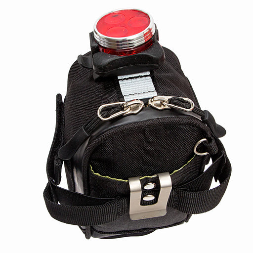 Black Ripstop Po Campo Hudson Saddle Bag top featuring an attachable rear light which is not included in the purchase.