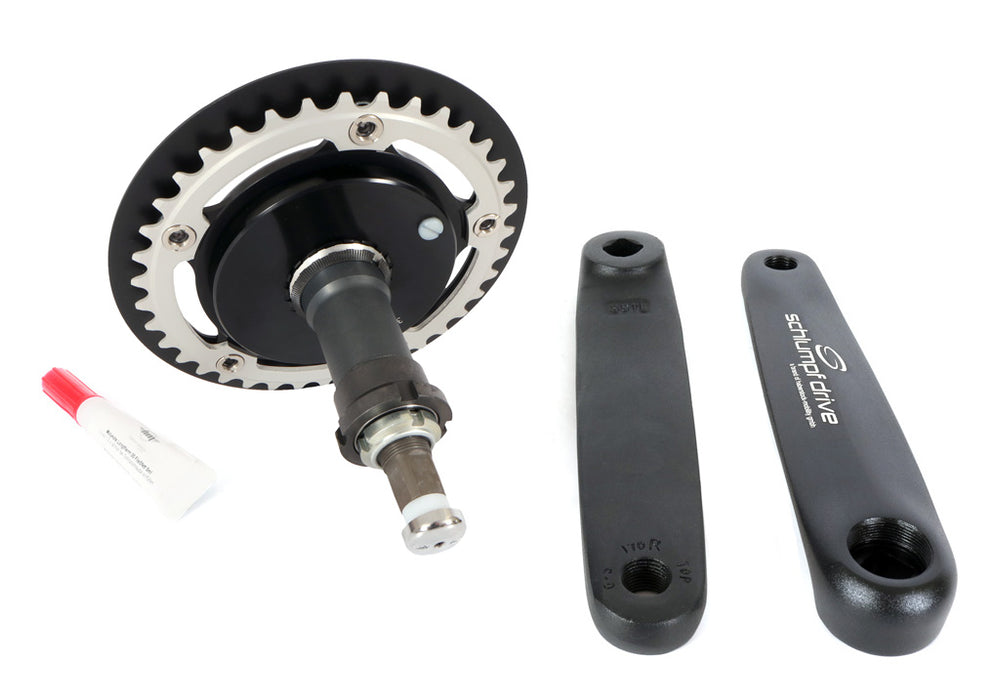 Schlumpf High Speed Drive w/130mm BCD Adapter & 38t Ring w/Black 170mm Straight Cranks Arms