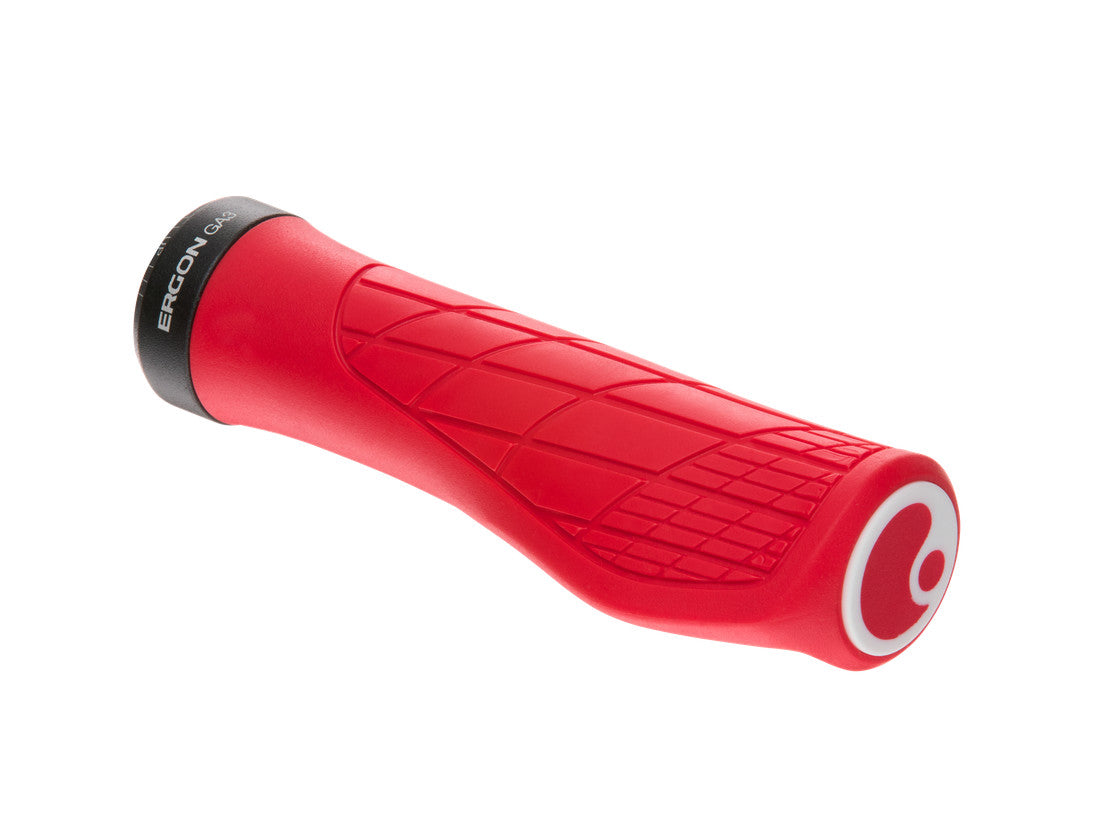 Ergon GA3 Risky Red Lock-On Grips Small on a white background, red grip
