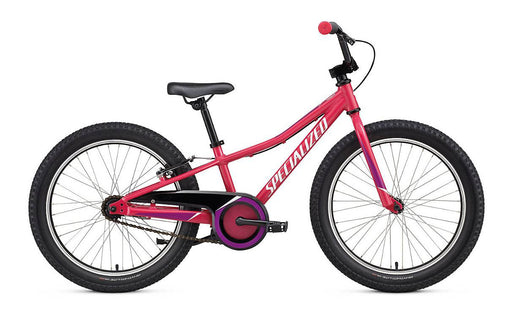 Specialized Riprock Kids Coaster Brake Bike with 20" wheels in pink with white and purple accents.