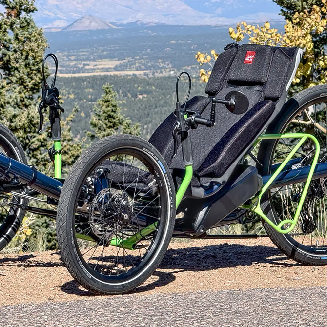 The Azub Ti-Fly 26 recumbent trike with Bosch Performance CX motor system.