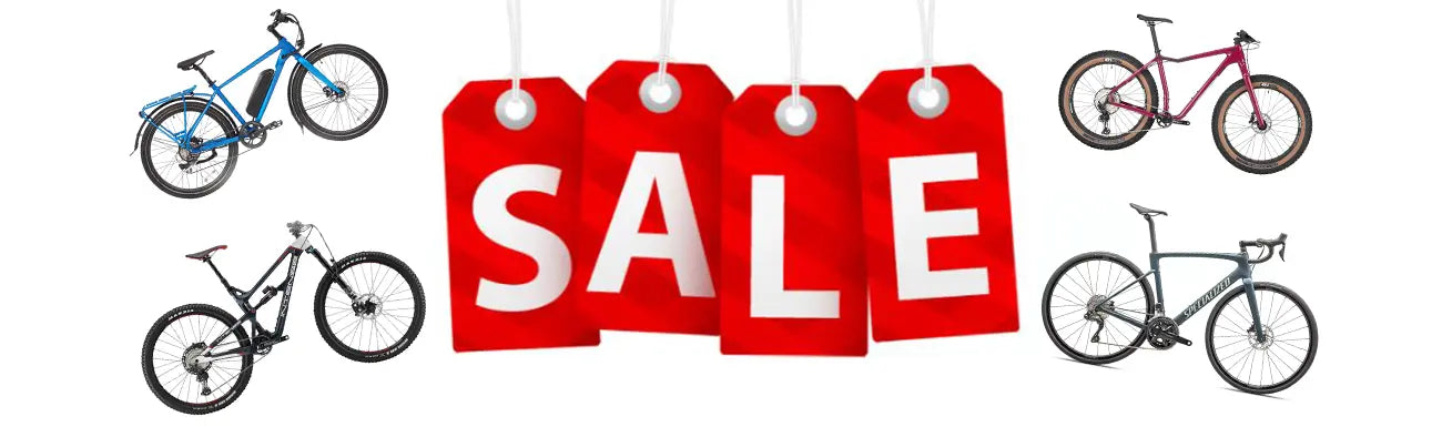 Image of the word "sale" surrounded by bike images.