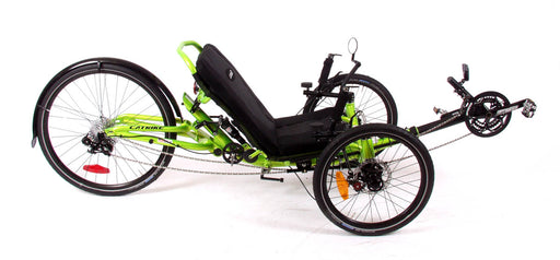Catrike recumbent trike in eon green right side view