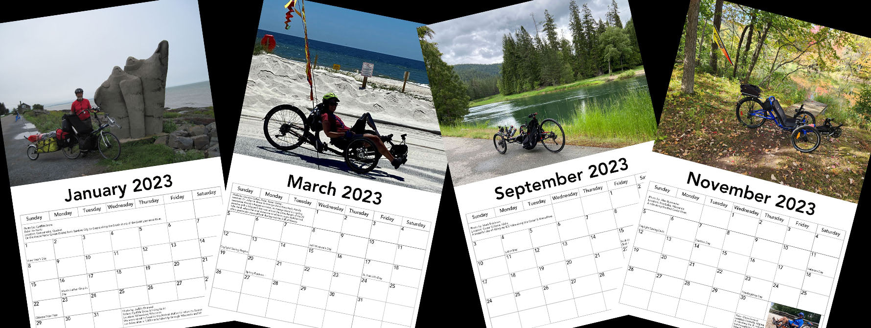 2023 Recumbent Calendar Images