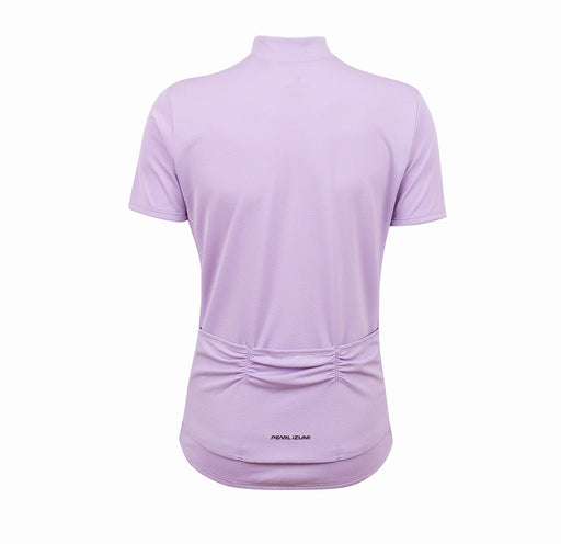 Pearl Izumi Quest Jersey (light purple) with three pockets on the bottom of the jersey and the name " Pearl Izumi" at the bottom of the pockets.