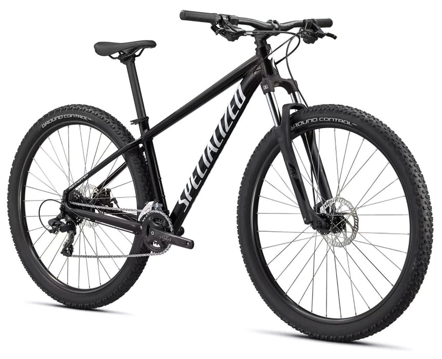 specialized rockhopper black and white front angle