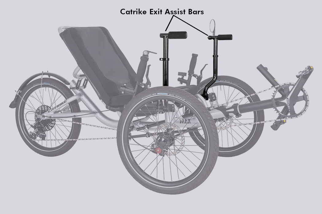 Catrike exit assist bars studio image mounted on a Catrike MAX tricycle