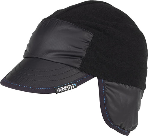 45NRTH 2024 Flammekaster Insulated Black Hat, studio front quarter view