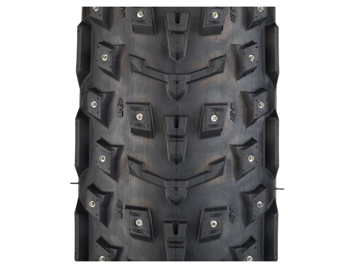 45NRTH Dillinger 5 Studded Folding 120 tpi Fat Tire 26 x 4.6", studio detail view showing studs