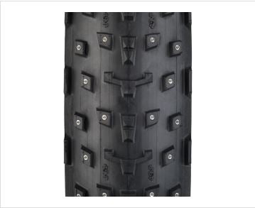 45NRTH Dillinger 4 Studded Folding 60tpi Black Fat Tire 27.5 x 4.0", studio tread detail view