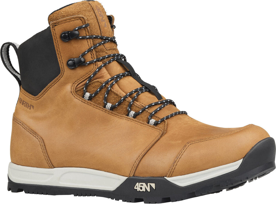 45NRTH Oland Tan Cycling Boot, studio front quarter view