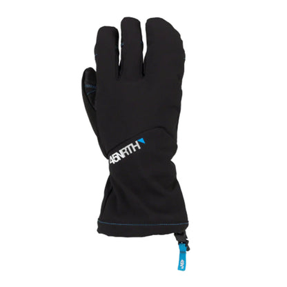 Top view of the 45NRTH Sturmfist 4 Black Glove with white logo against a white background.