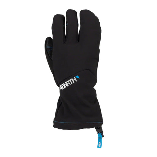 Top view of the 45NRTH Sturmfist 4 Black Glove with white logo against a white background.