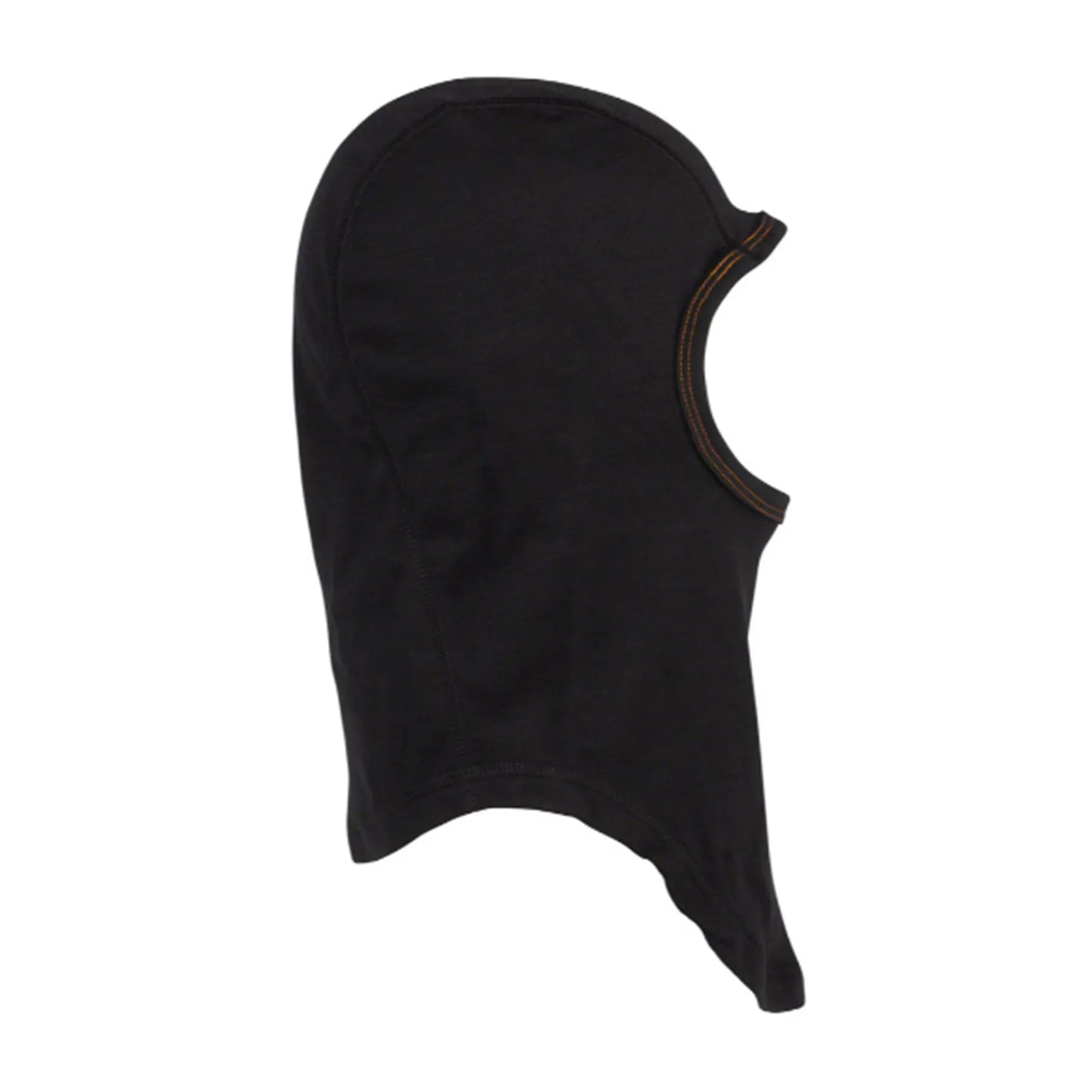 Right facing side view of the 45NRTH Toasterfork Black Balaclava against a white background.