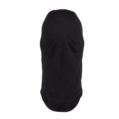 Back view of the 45NRTH Toasterfork Black Balaclava against a white background.